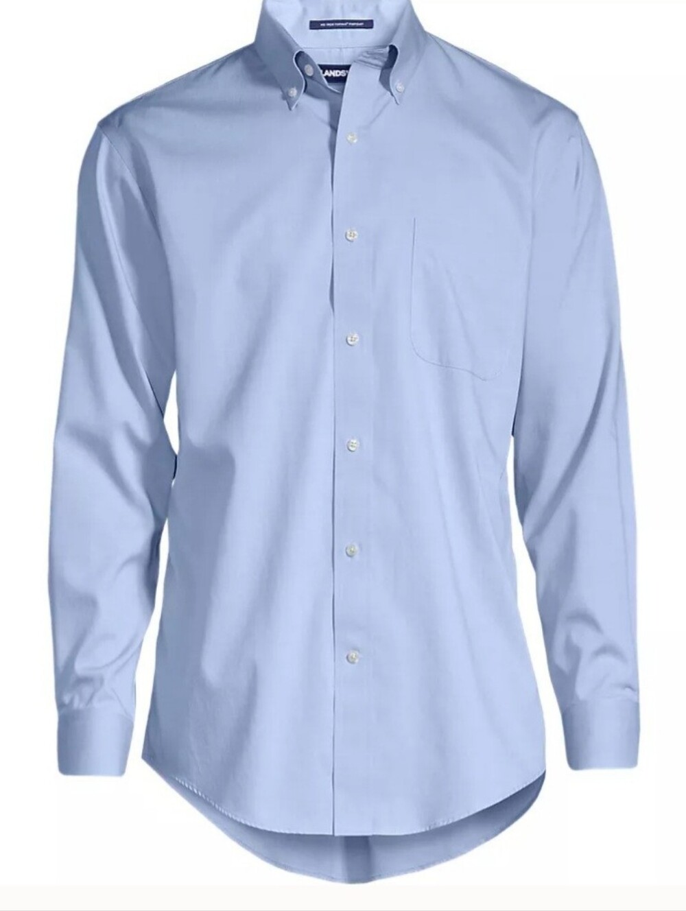 Lands End Button Down Light Blue Adult No Iron Supima Pinpoint Oxford Mens 16 34